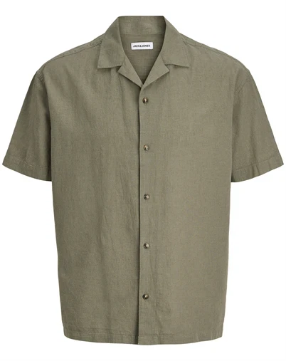 Jack & Jones - JJESummer Linen Blend Resort Skjorte - Dusty Olive